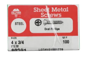 Hillman No. 10 X 1-1/4 in. L Phillips Flat Head Sheet Metal Screws 100 pk