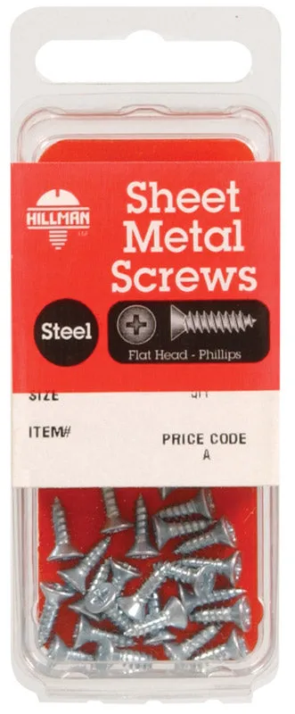 Hillman No. 10 X 3/4 in. L Phillips Flat Head Sheet Metal Screws 12 pk