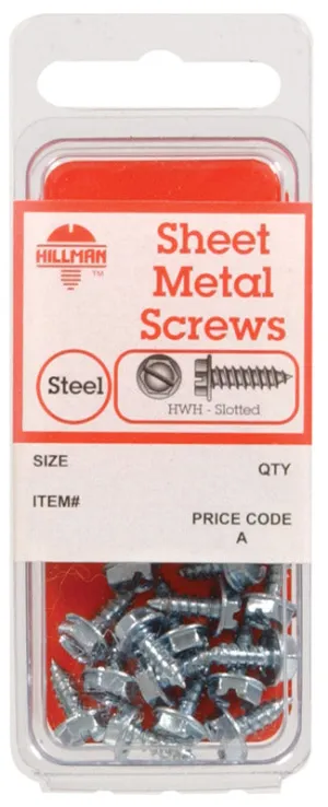 Hillman No. 10 X 3/4 in. L Slotted Hex Washer Head Sheet Metal Screws 8 pk