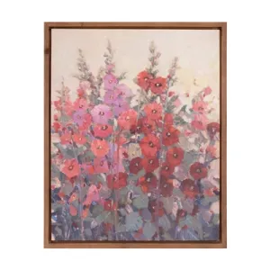 HOLLYHOCK PRINT 23.5"L X 29"H WOOD/CANVAS