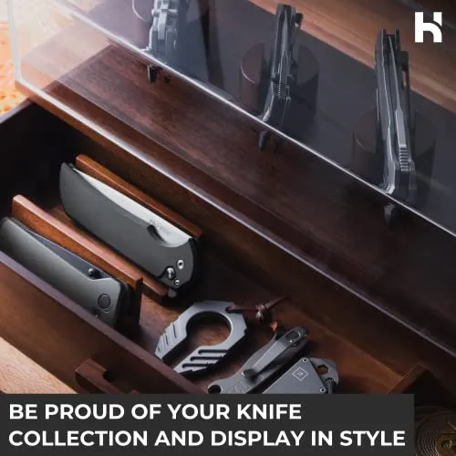 Holme & Hadfield Pocket Knife Display Case Stand Walnut EDC Storage Organizer