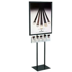 Information Center 22x28 Sign & Poster Stand, Double-Pole with Five Clear Literature, Brochure Holders