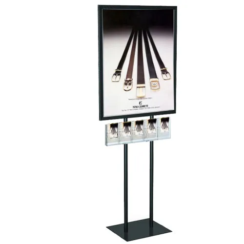 Information Center 22x28 Sign & Poster Stand, Double-Pole with Five Clear Literature, Brochure Holders