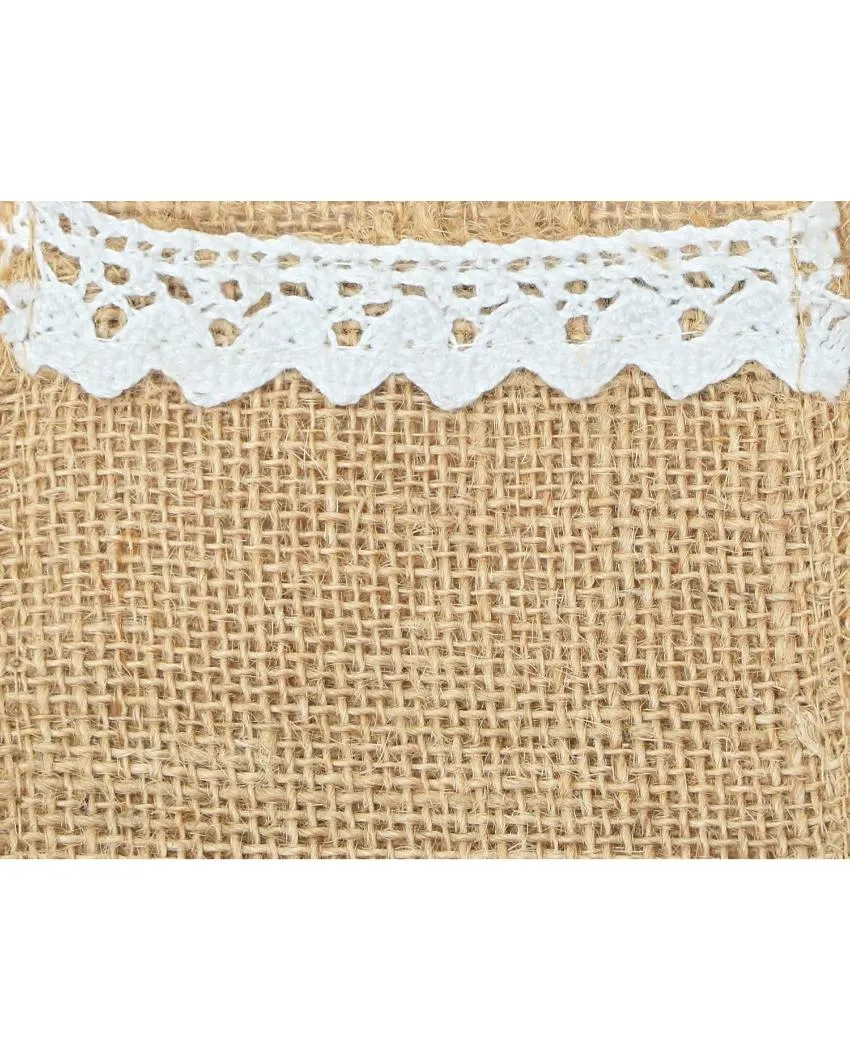 Jute Cutlery Pocket Bow Utensil Holders | Set of 6 | 6 x 3 inches