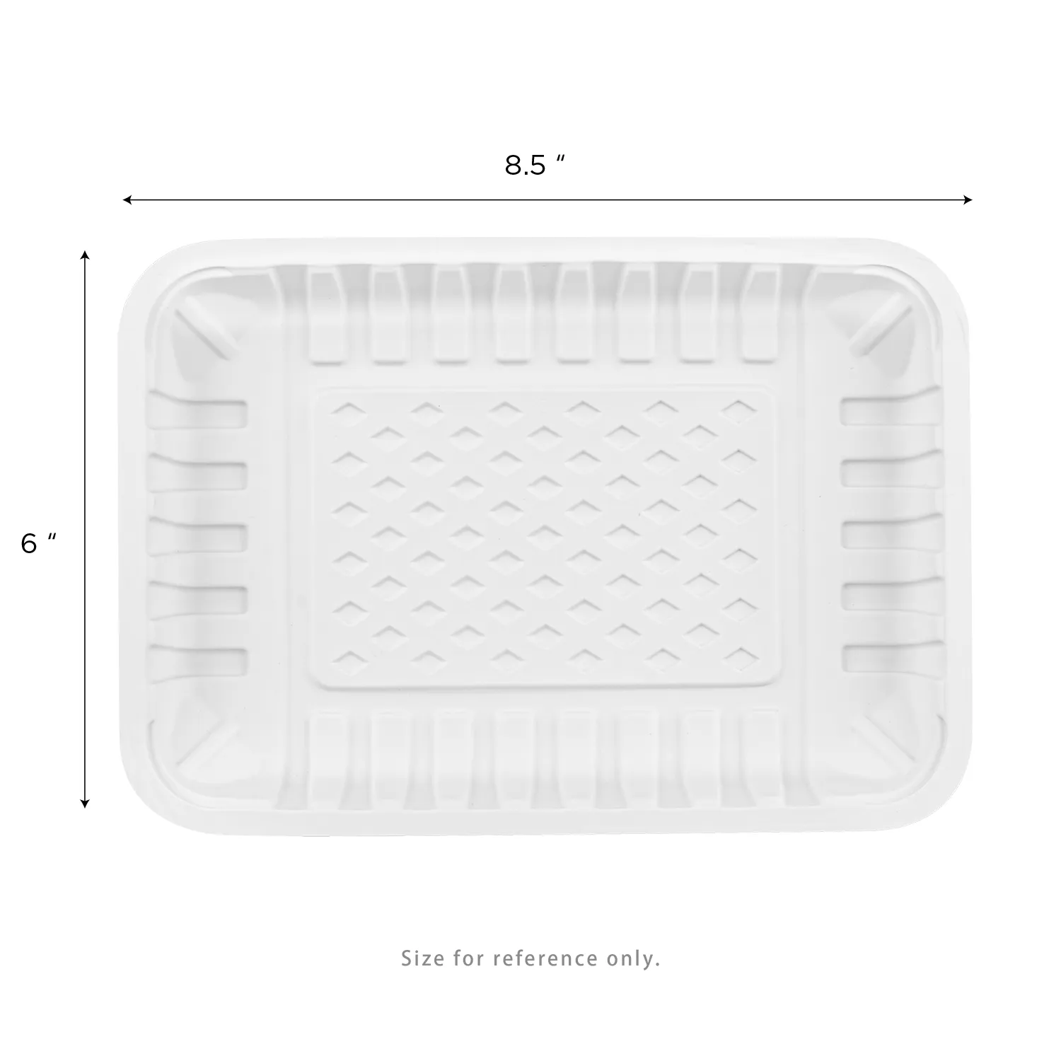 Karat Earth 8.5”x6” Mineral Filled PP Meat Tray, Rectangular, White - 500 pcs