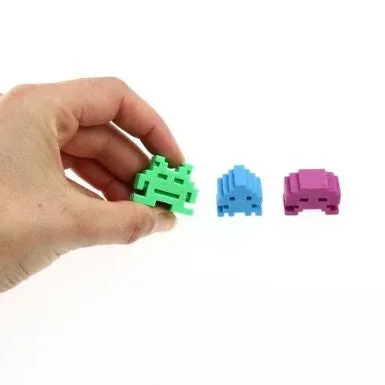Kikkerland Space Invader Erasers, Set of 3