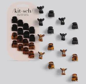 Kitsch Recycled plastic mini classic claw clips 16pc - Black & Torte