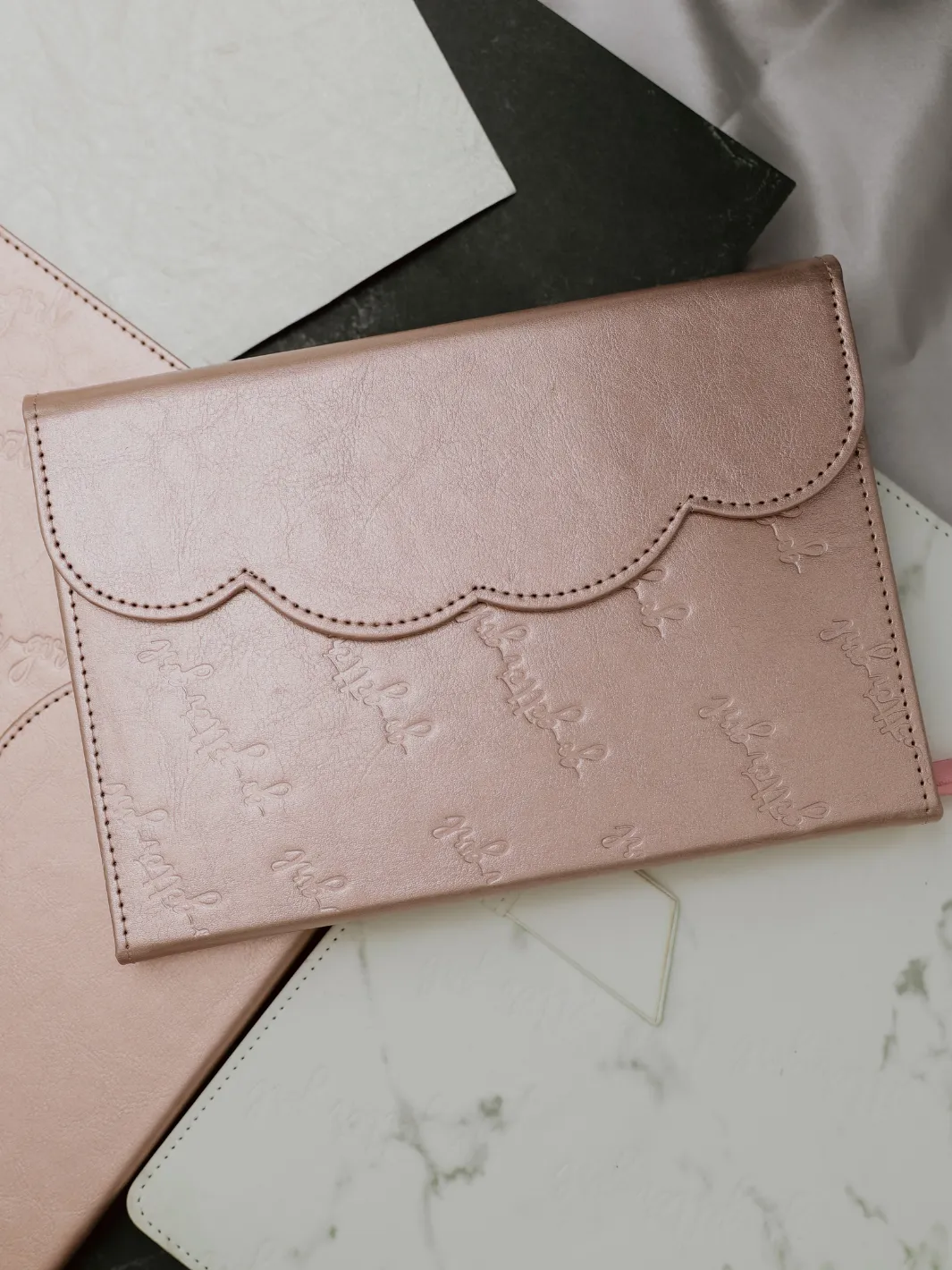 Large Premium Bullet Journal -Belt Closure- White Marble