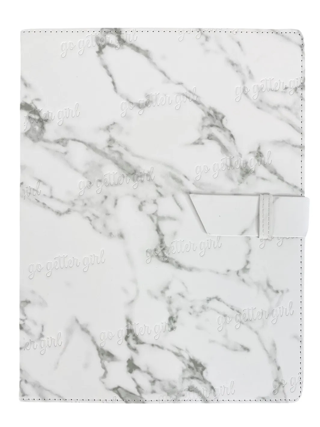Large Premium Bullet Journal -Belt Closure- White Marble