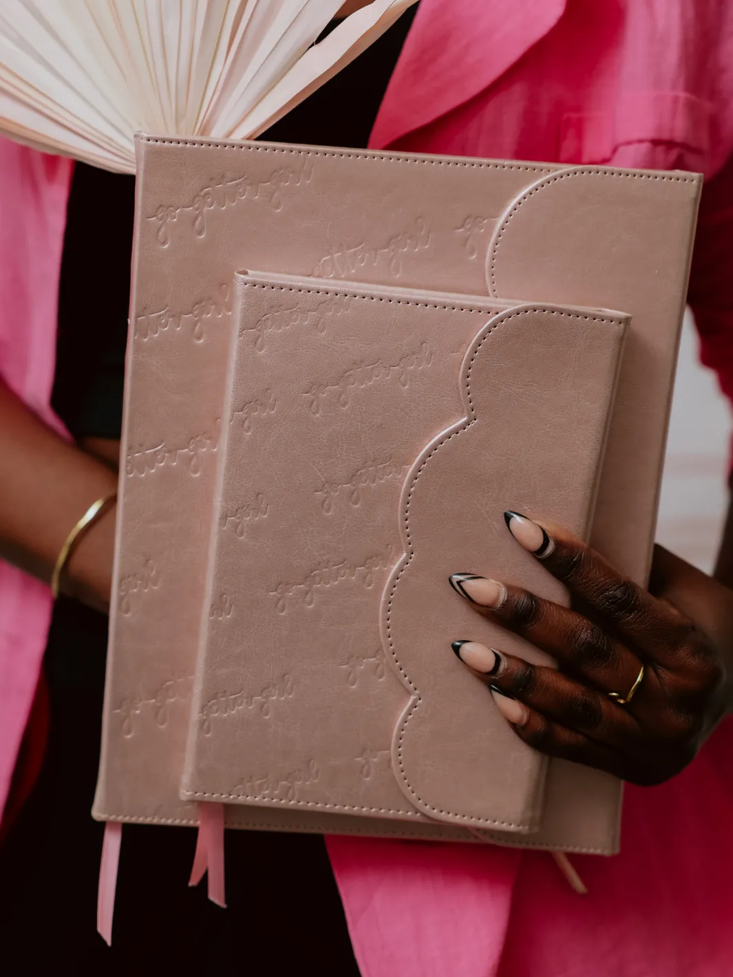 Large Premium Lined Journal - Scalloped- Shimmer Rose