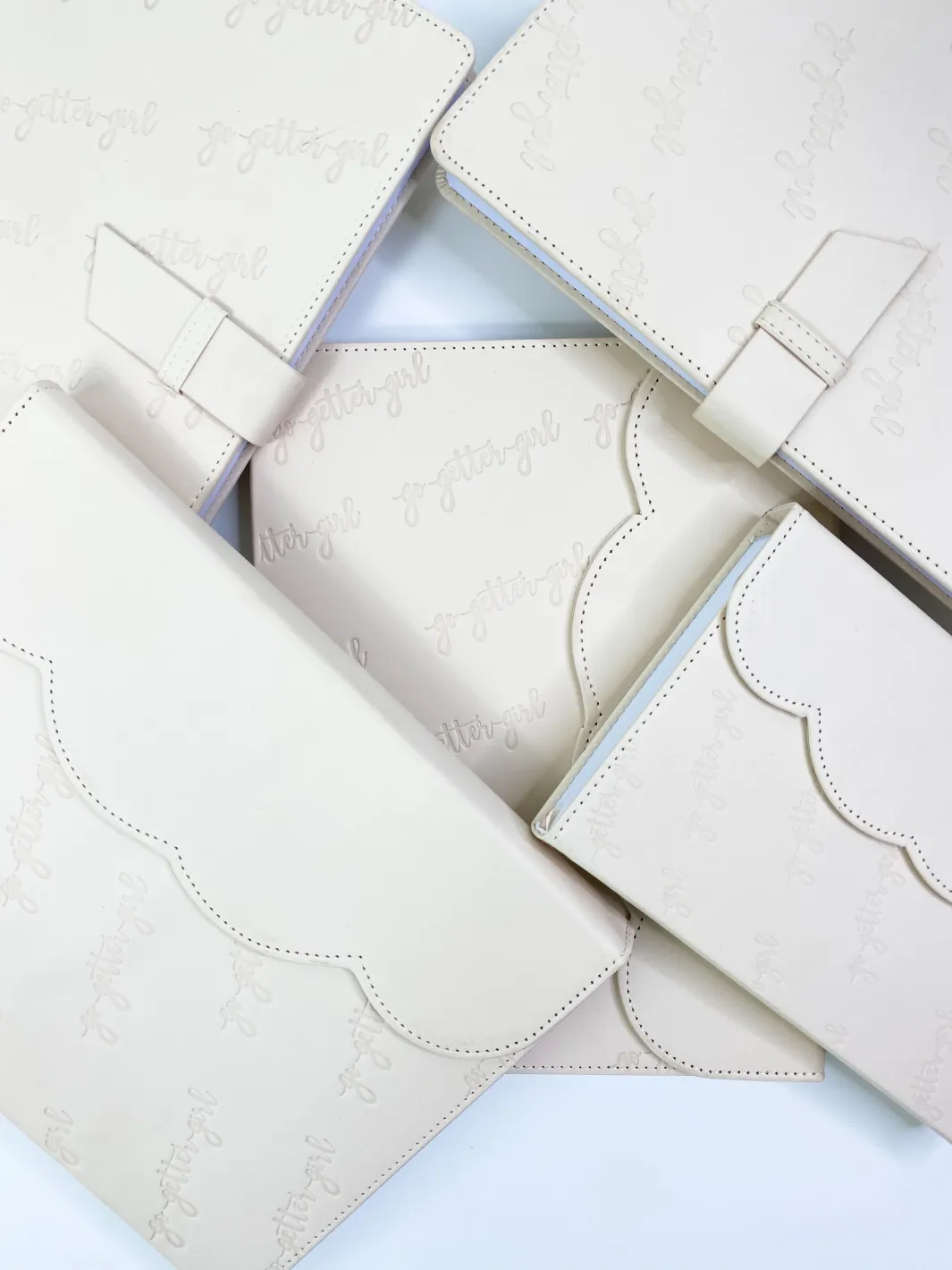 Large Premium Lined Notebook - Belt Closure- Marshmallow