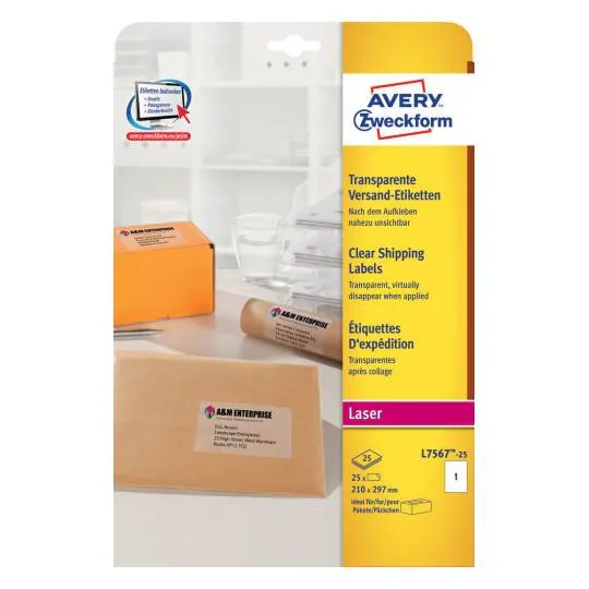 Mailing labels 210 x 297 mm
