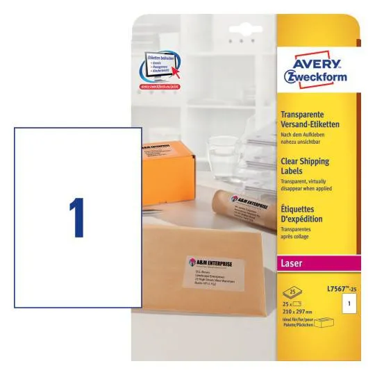 Mailing labels 210 x 297 mm