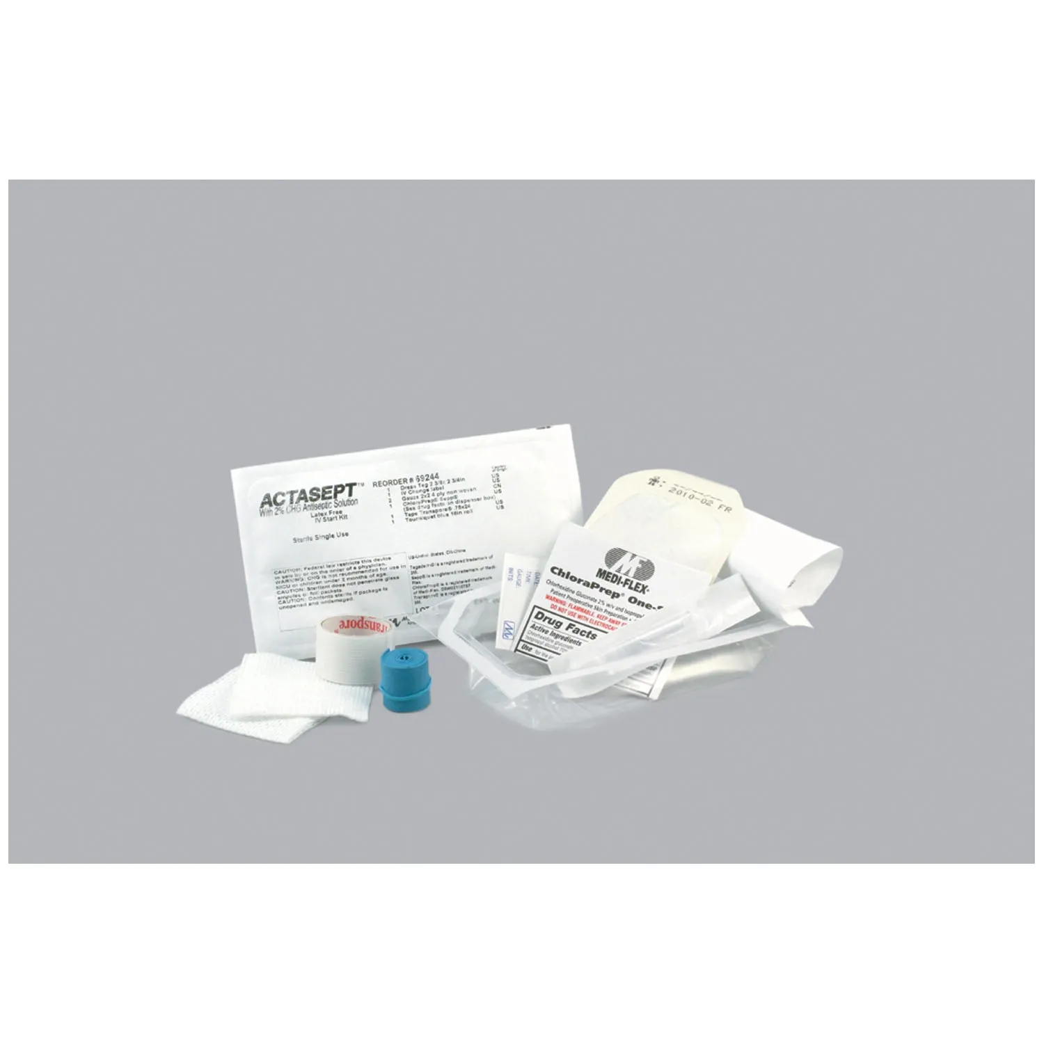 MEDICAL ACTION IV STARTER KIT - IV Kit, Transparent Dressing, Gauze, Chloraprep, Transport Tape, 100/cs