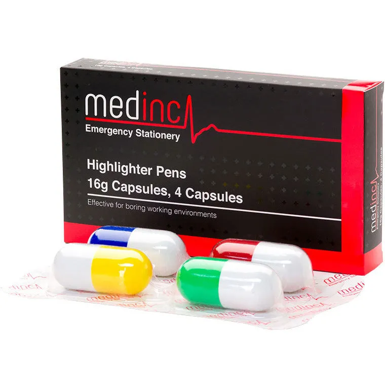 Medinc Capsule Highlighter Pens x 4