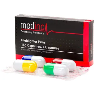 Medinc Capsule Highlighter Pens x 4