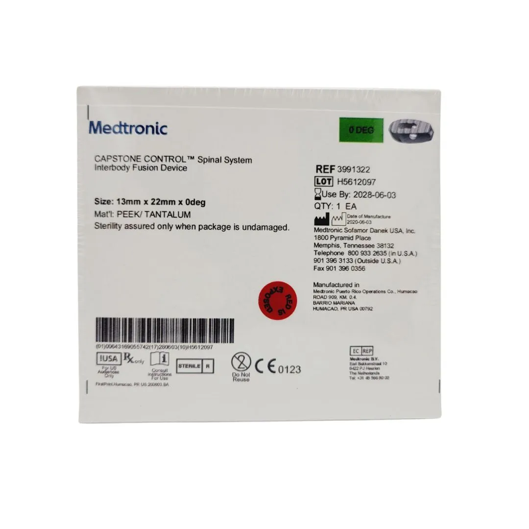 Medtronic 3991322 0 Deg 13mm x 22mm Capstone Control Interbody Fusion Device