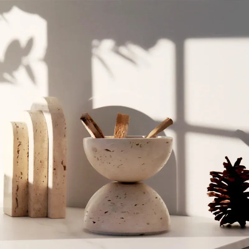 Natural Travertine Stone Sphere Incense Burner | Mubkhar Incense Burner