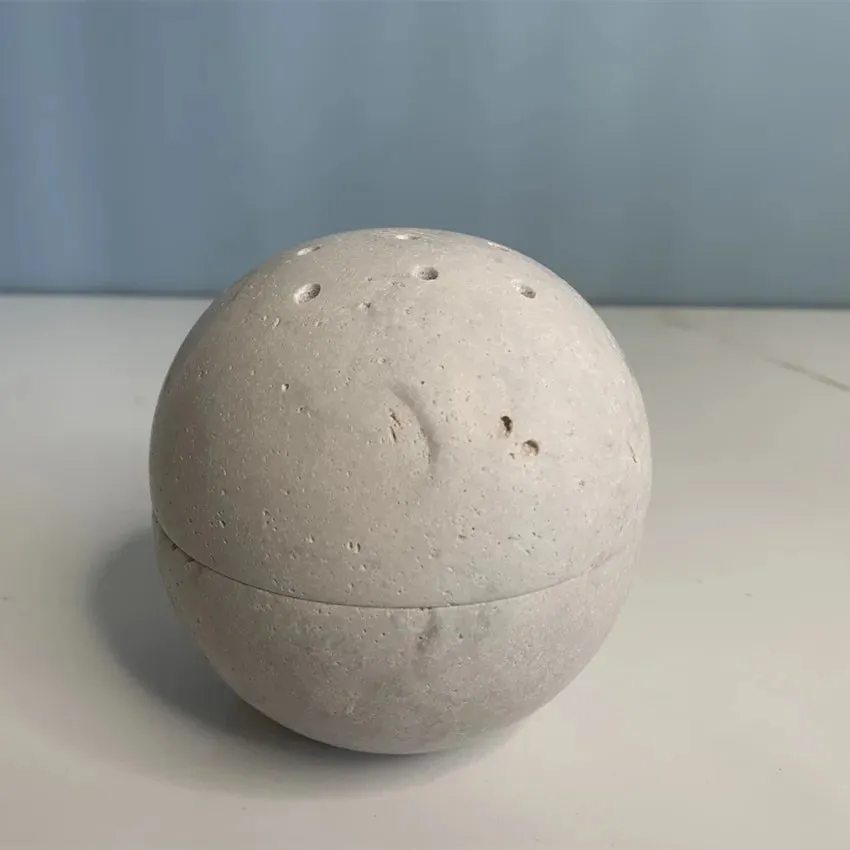 Natural Travertine Stone Sphere Incense Burner | Mubkhar Incense Burner