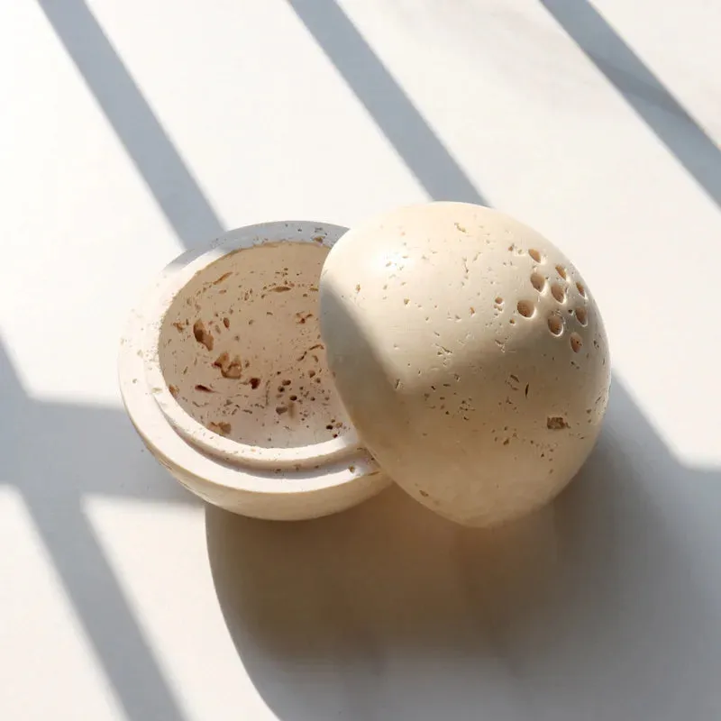 Natural Travertine Stone Sphere Incense Burner | Mubkhar Incense Burner