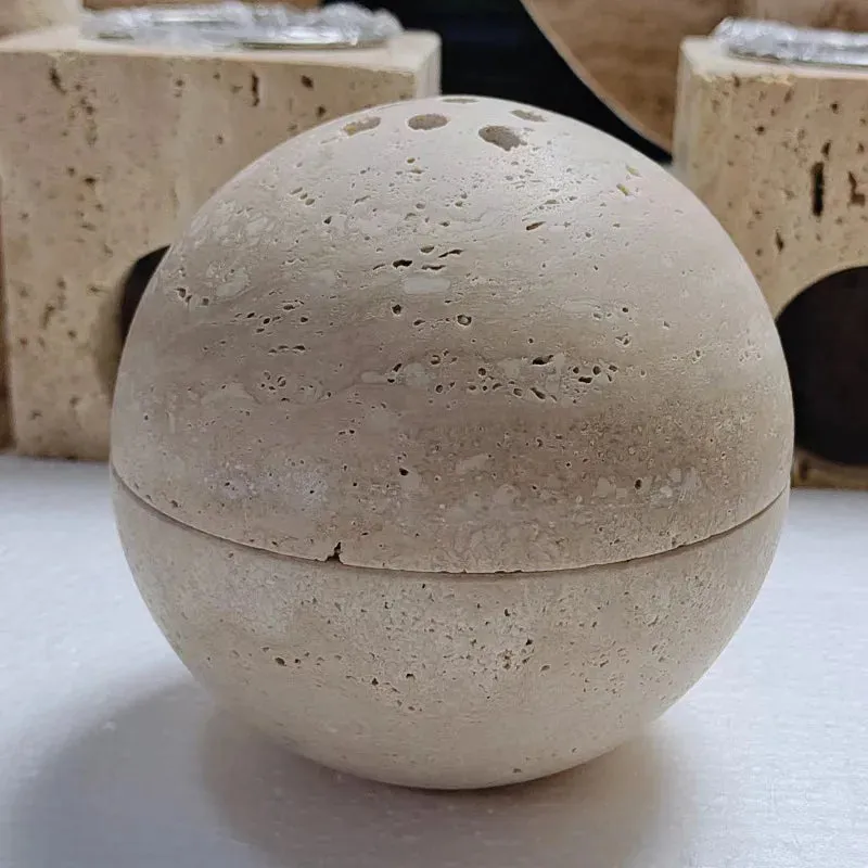 Natural Travertine Stone Sphere Incense Burner | Mubkhar Incense Burner