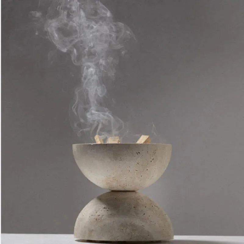 Natural Travertine Stone Sphere Incense Burner | Mubkhar Incense Burner