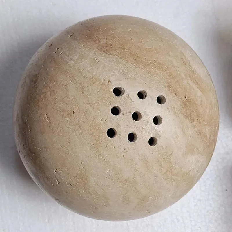 Natural Travertine Stone Sphere Incense Burner | Mubkhar Incense Burner