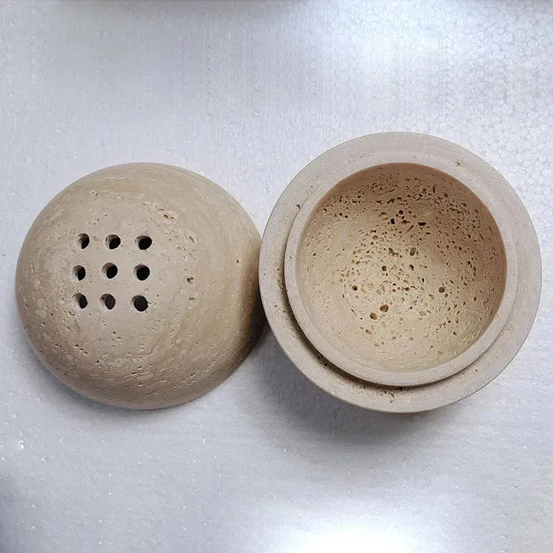 Natural Travertine Stone Sphere Incense Burner | Mubkhar Incense Burner