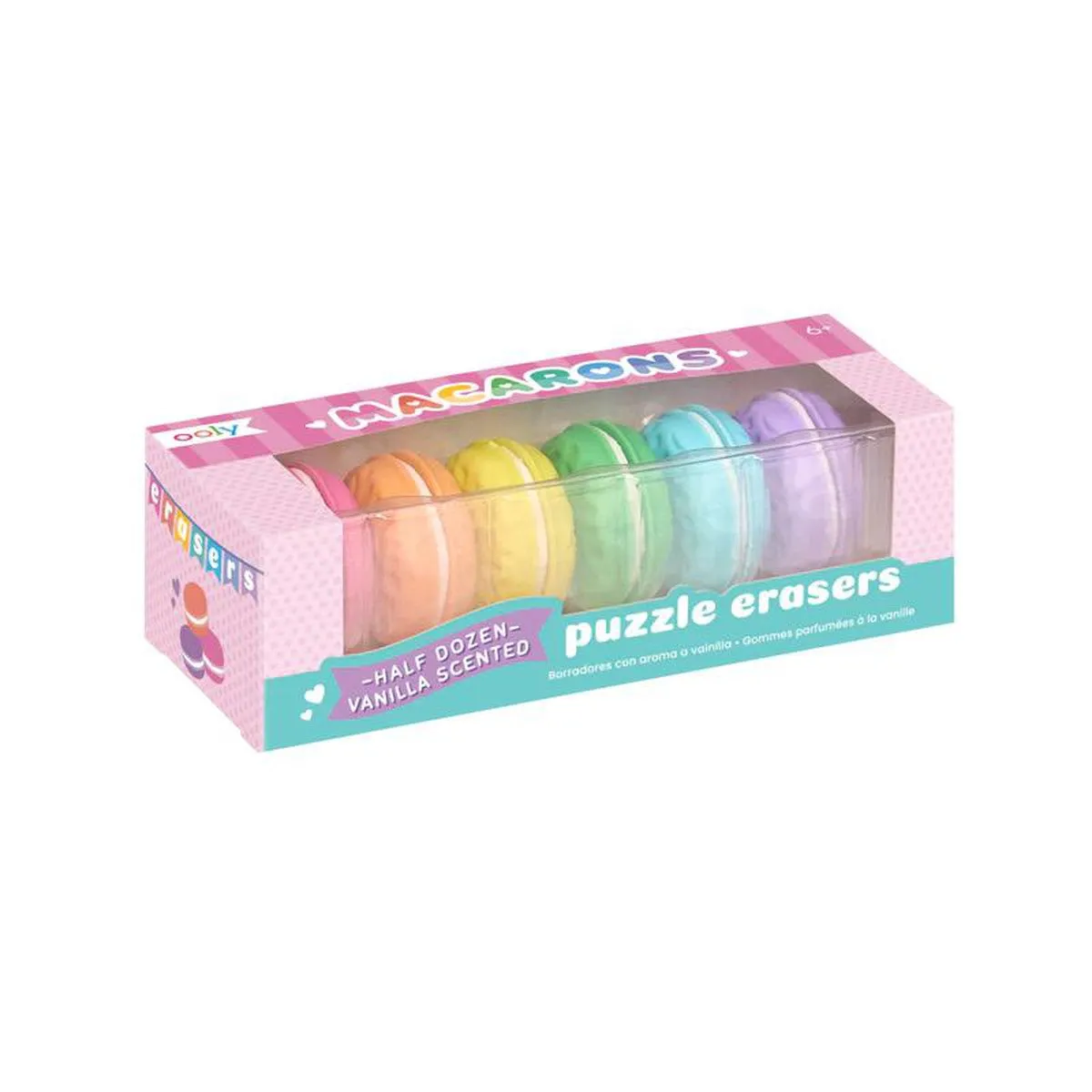 Ooly macarons vanilla scented erasers set of 6