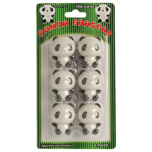 Panda Erasers Kids Stationery - 6 Pieces