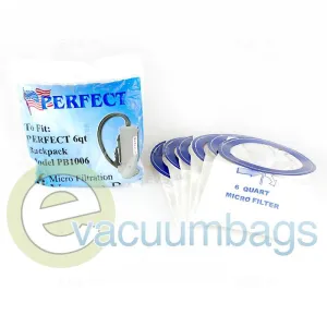 Perfect HEPA 6 Quart BackPack Paper Vacuum Bags, 10 Pack #101393P