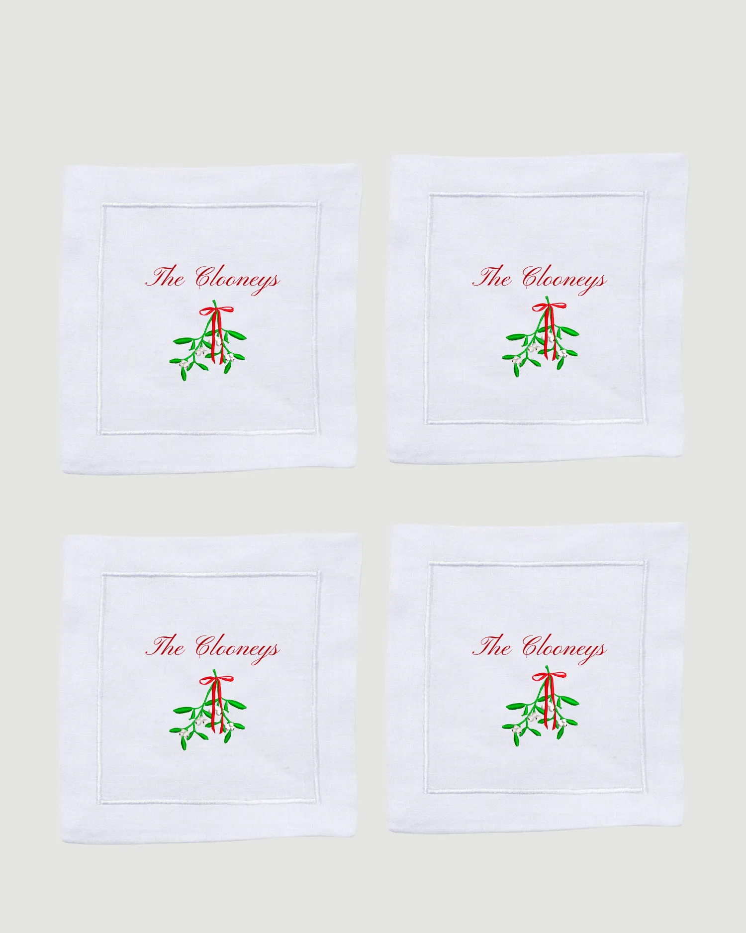 Personalised Mistletoe Cocktail Napkins (Set of 4)