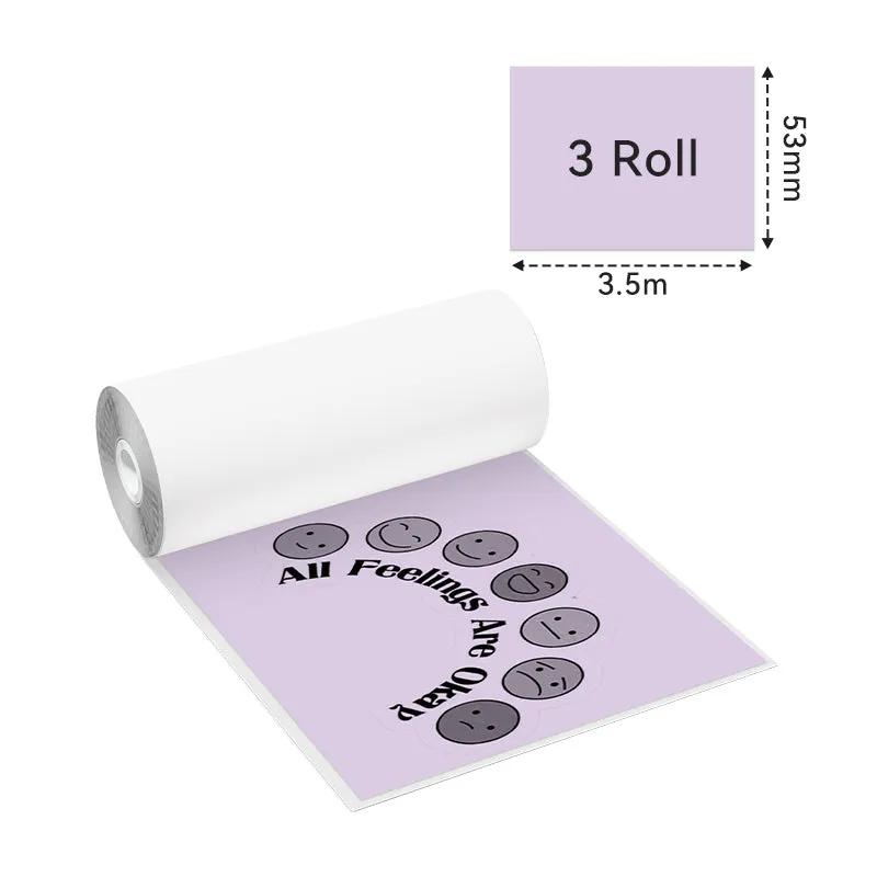 Phomemo 53mm Green/Orange/Purple Sticker 20-Year-Lasting Thermal Paper for M02/M02S/M02Pro/M03/M04S/M04AS/M832/P2S丨3 Rolls