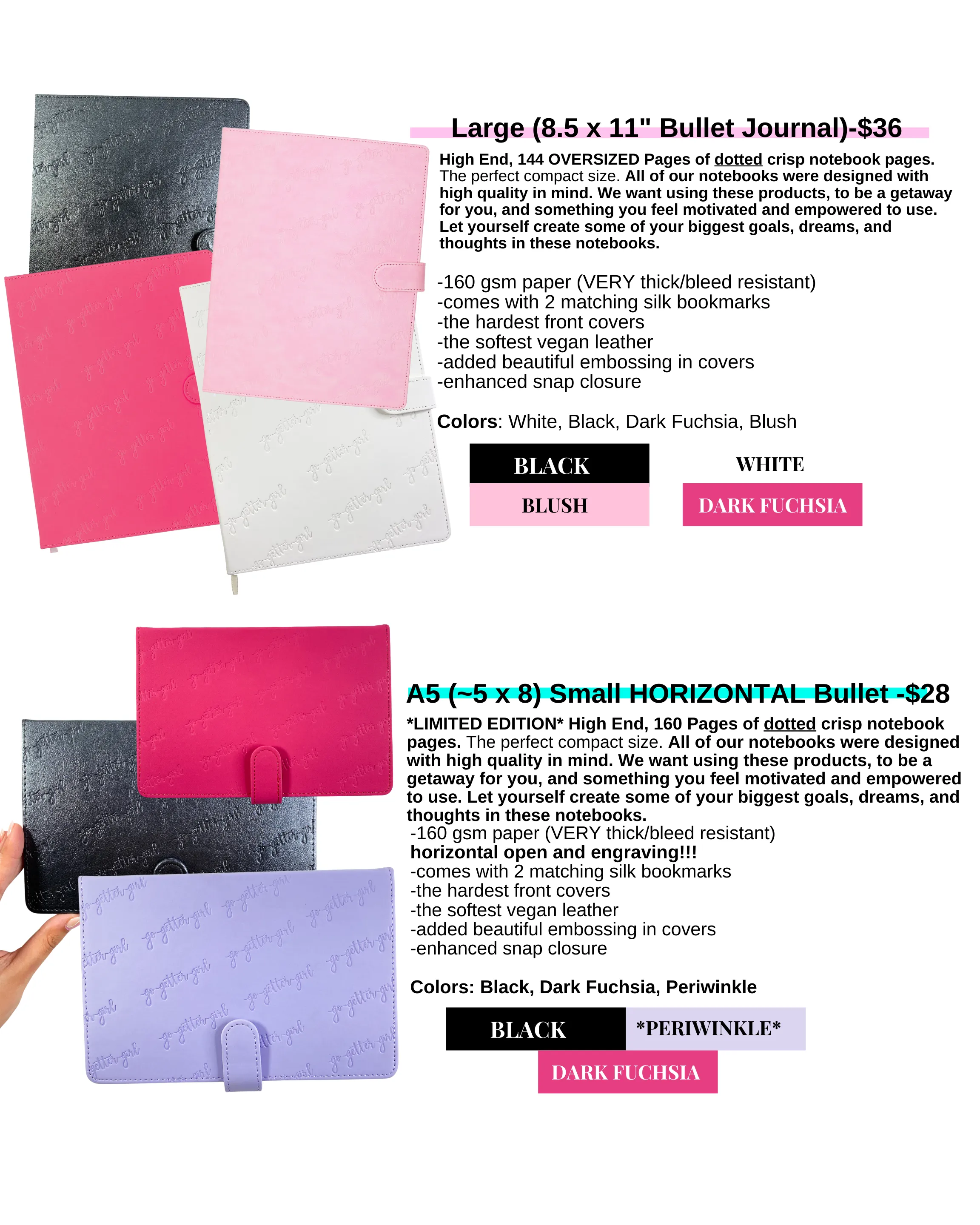 Premium Large Dot Grid Notebook - 8.5 x 11" - Croc Black
