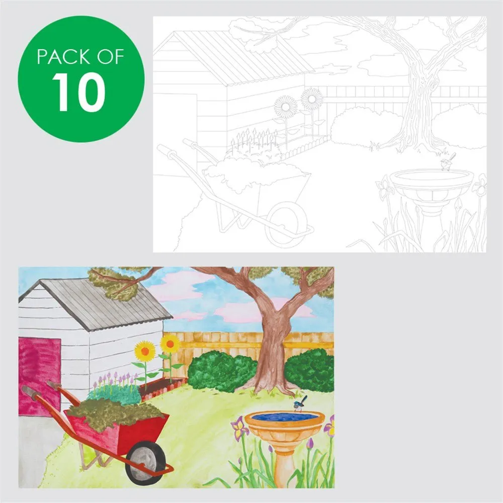 Printed Watercolour Paper Assorted Pack of 10 A3