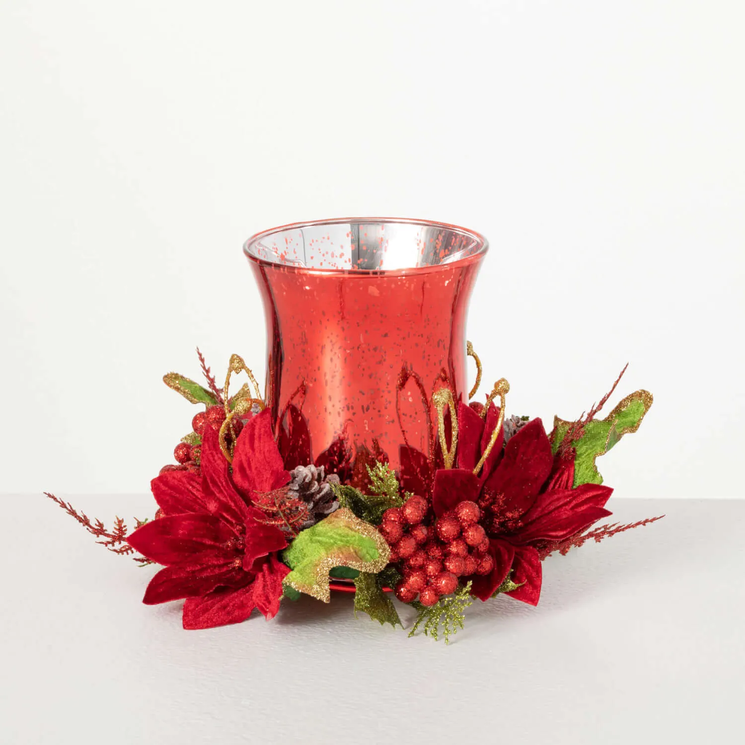 Red Poinsettia Candleholder