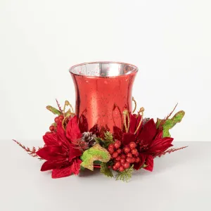 Red Poinsettia Candleholder