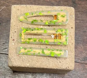 Resin Glitter Hair Slide | Green
