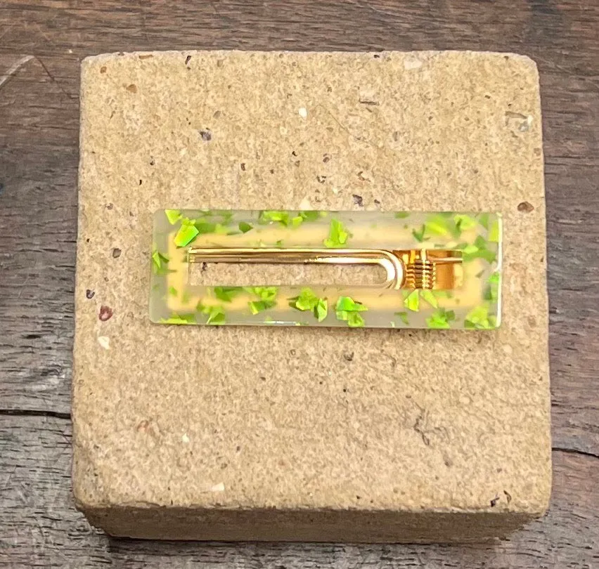 Resin Glitter Hair Slide | Green