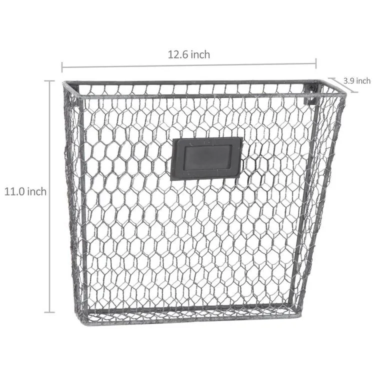Rustic Wire Wall-Mounted File Organizer Rack Chalkboard Labels, Set of 3, Gray