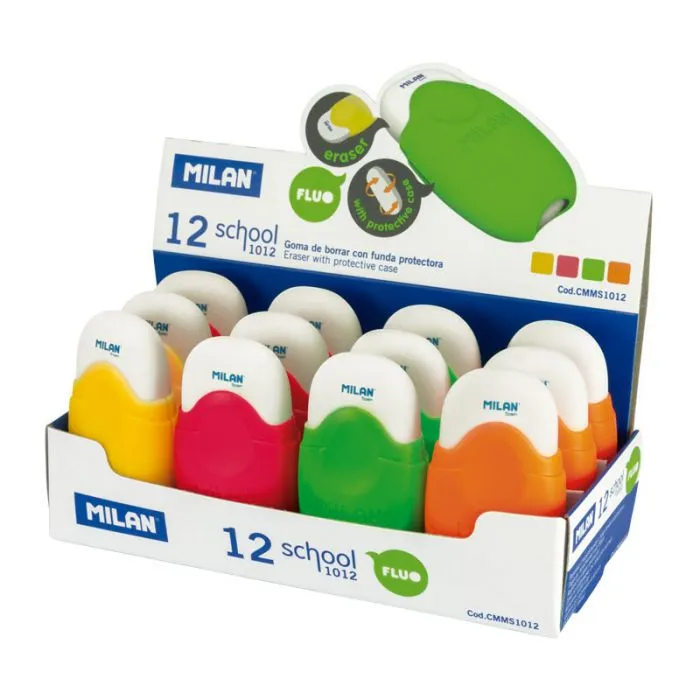 School 1012 cased erasers, Fluo series