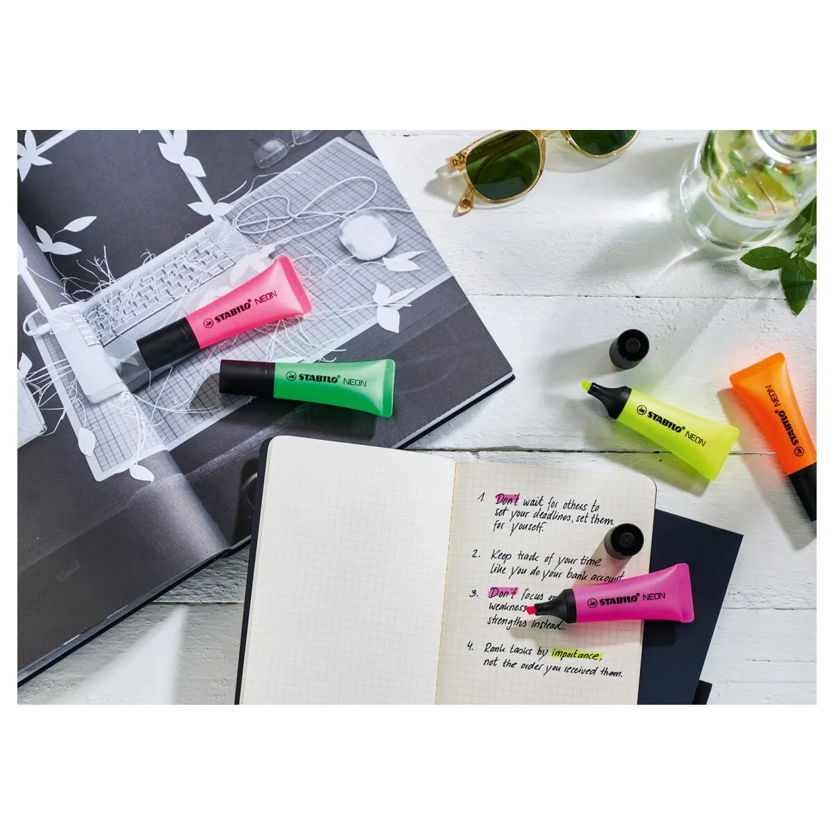 STABILO NEON Assorted Colours Highlighter Pack of 3