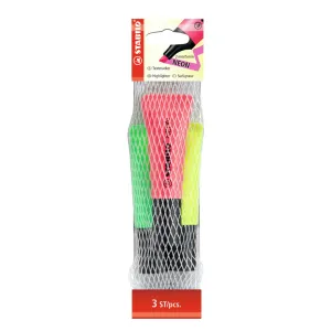 STABILO NEON Assorted Colours Highlighter Pack of 3