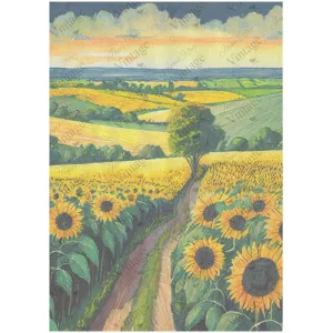 Sunflower Fields A4 Rice Paper - JRV Stencil Co
