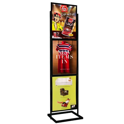 Three-Tier Poster Stand for 22x28 Size Posters | Double-Sided 89" Tall Retail Sign Holder for 3 - 6 Graphics