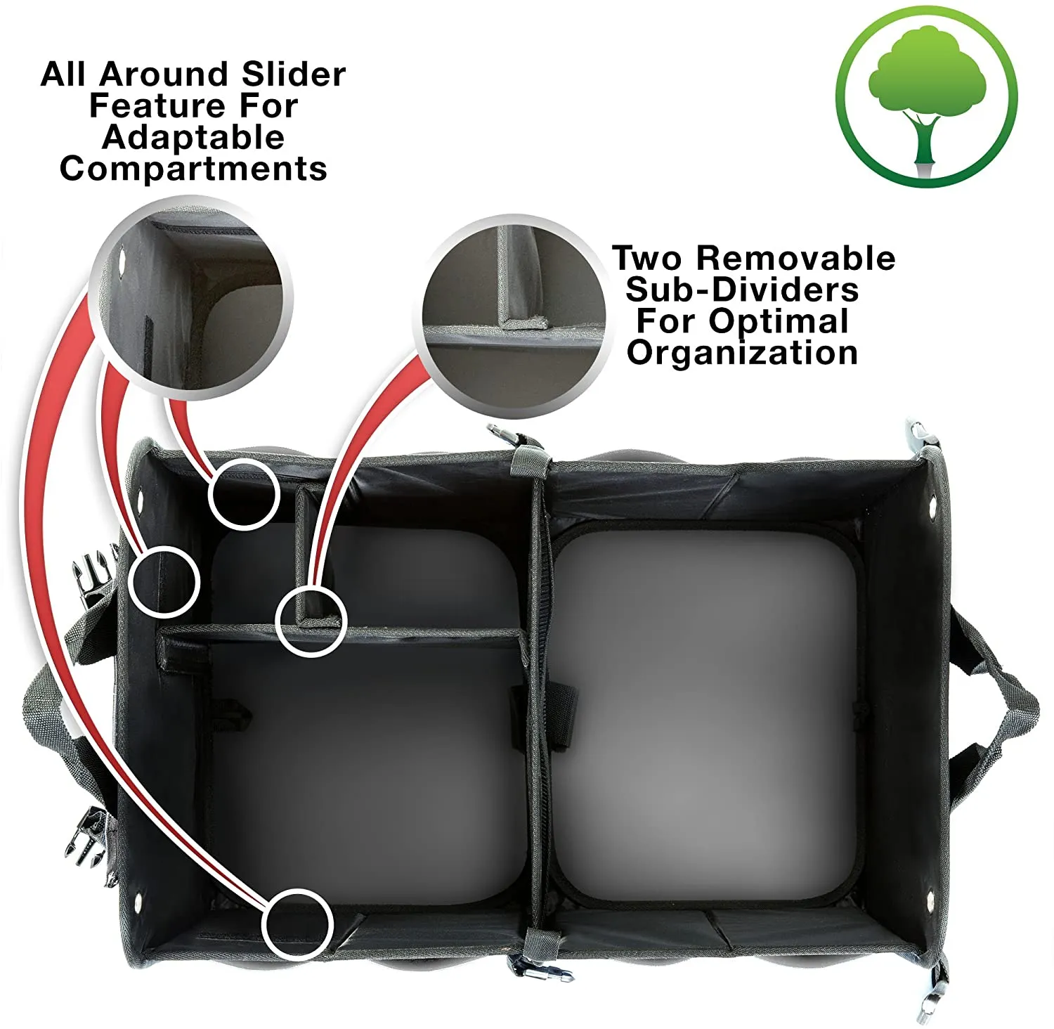 Trunkcratepro Premium Multi Compartments Collapsible Portable Trunk Organizer for Auto, SUV, Truck, Minivan (Black) (Regular, Gray)