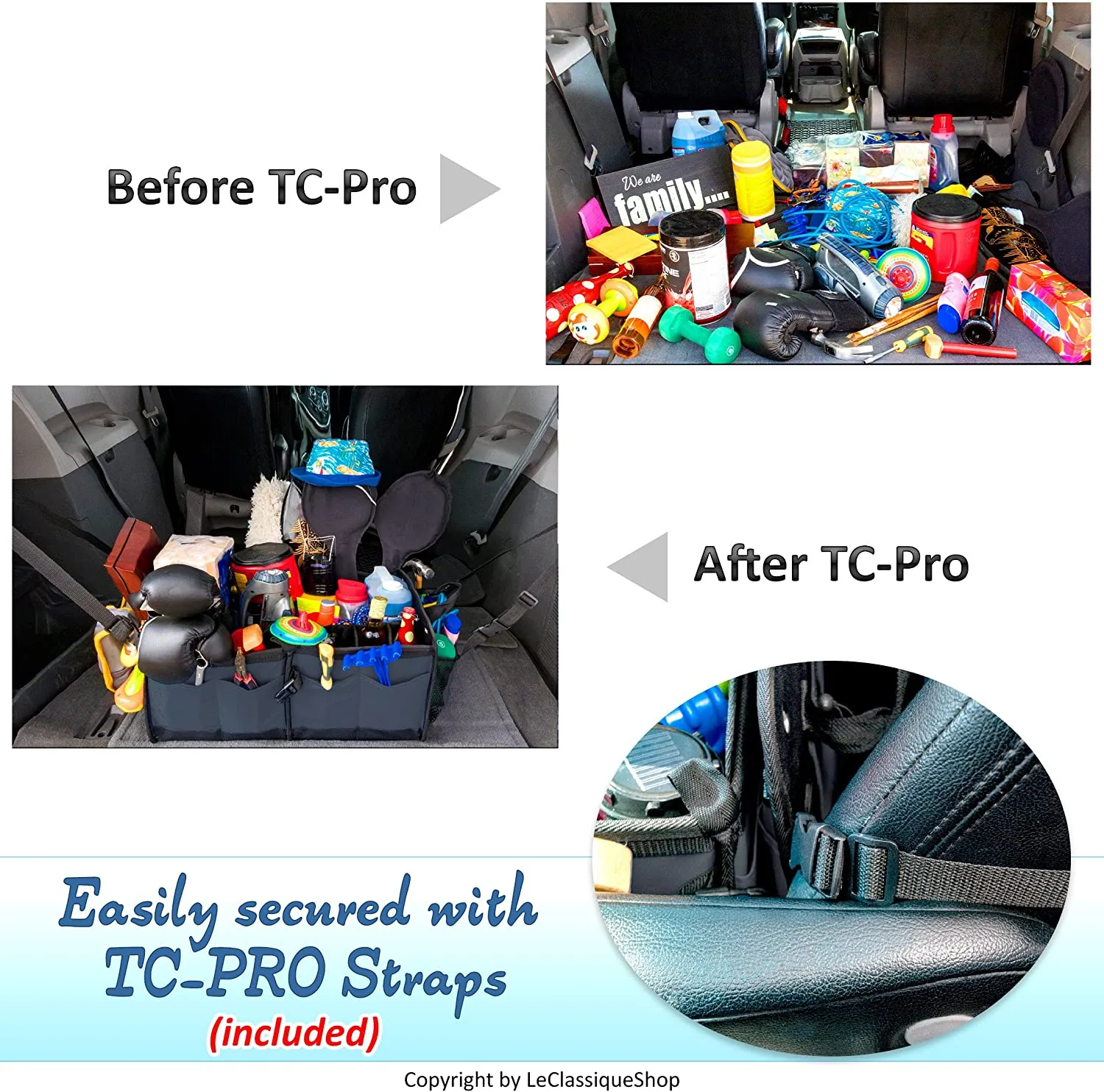 Trunkcratepro Premium Multi Compartments Collapsible Portable Trunk Organizer for Auto, SUV, Truck, Minivan (Black) (Regular, Gray)