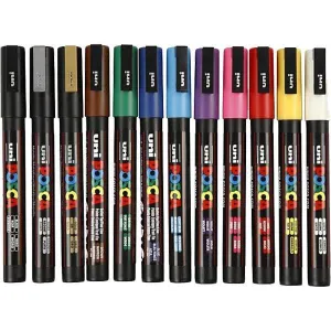 Uni Pc-3M Posca Poster Marker Fine Bullet Tip 1.3Mm Assorted Pack 12