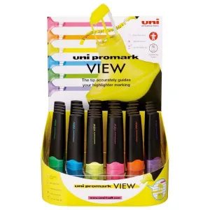 Uni Promark View 5.2mm Chisel Tip Assorted Colours Highlighter x 36's pack (USP-200)