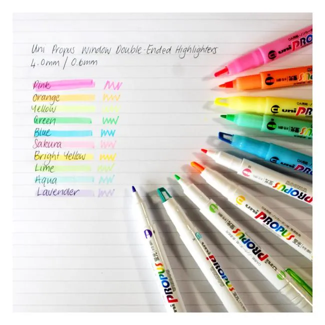 Uni Propus Window Double-Ended Highlighter 4.0mm/0.6mm Lime